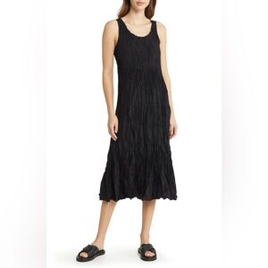 EILEEN FISHER Crushed Silk Tiered Midi Dress NWT XL